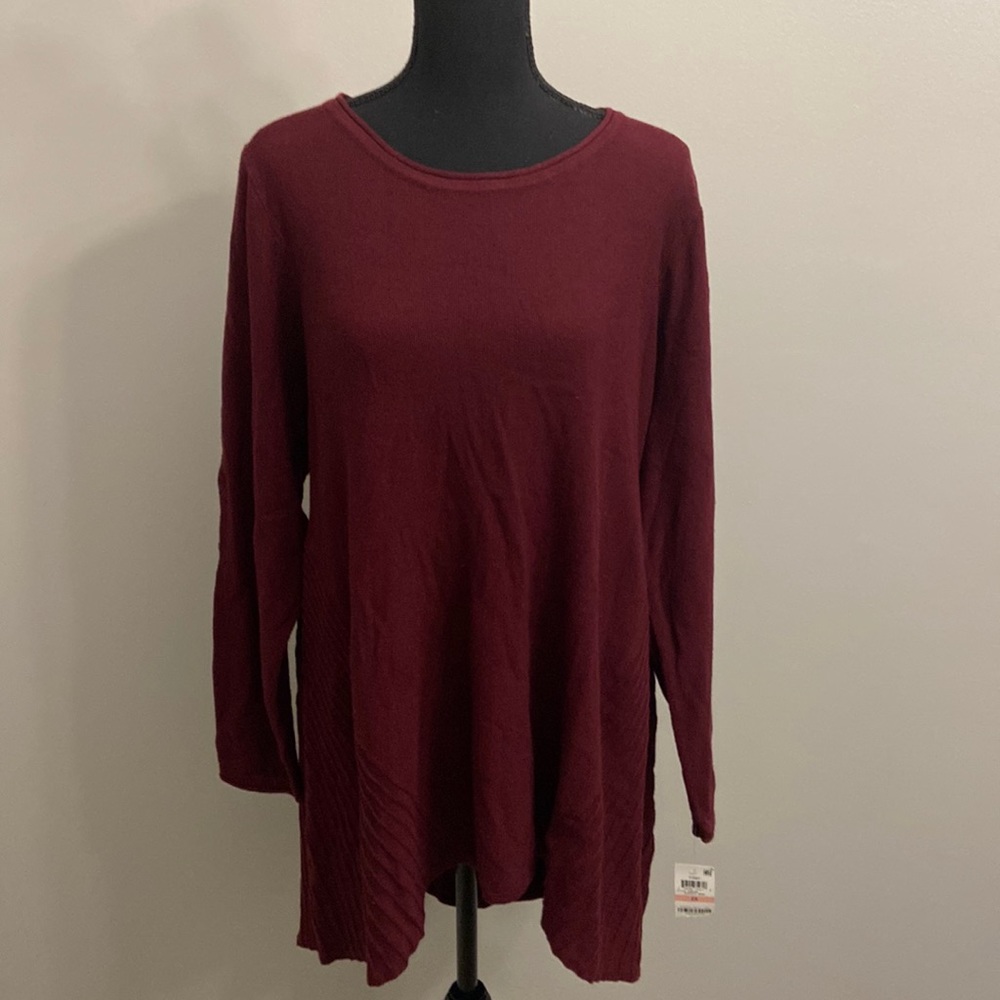 Style & Co Tunic Sweater, Size 2X, Color Wine